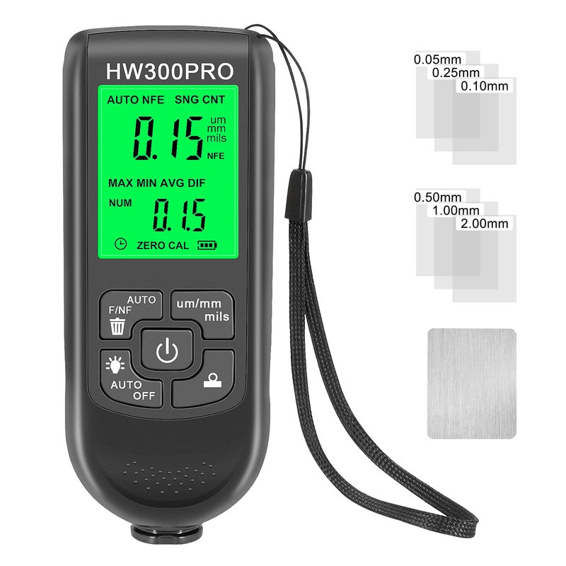 0-2000UM Thickness Gauge High Precise LCD Digital Automobile Film Thickness Meter Car Paint Coating Thickness Tester Three Probe Modes Three Units Switching with Multi-point and Zeroing Calibration - Image 1