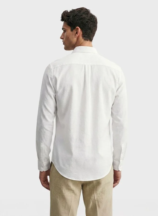 ذا انديان كراج كو Men Slim Fit Textured Mandarin Collar Full Sleeves Shirt