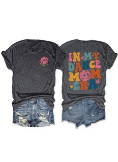 Fashionable Short Sleeve T-shirt For Women In My Dance Mom Era Ball New Style Crew Neck Tee Black heather gray front chest color (color picture)