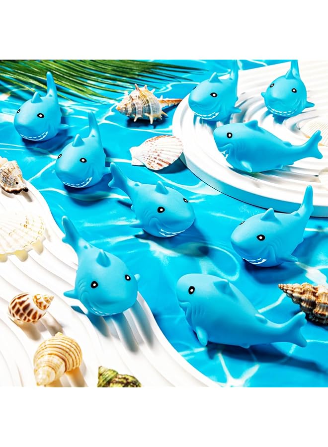 NALACAL أسماك قرش مطاطية للأطفال، ألعاب استحمام على شكل قرش أزرق، أسماك قرش مطاطية صغيرة عائمة تصدر أصوات صرير لحفلات استقبال المولود الجديد، جوائز الكرنفال، تزيين الكيك، ألعاب استحمام على شكل عالم المحيط، هدية للأطفال (25 قطعة) - Image 2