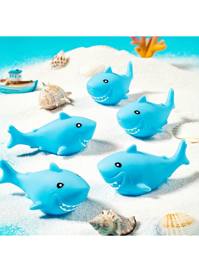 NALACAL أسماك قرش مطاطية للأطفال، ألعاب استحمام على شكل قرش أزرق، أسماك قرش مطاطية صغيرة عائمة تصدر أصوات صرير لحفلات استقبال المولود الجديد، جوائز الكرنفال، تزيين الكيك، ألعاب استحمام على شكل عالم المحيط، هدية للأطفال (25 قطعة) - Image 3