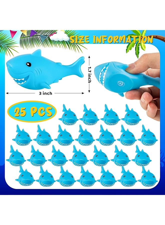 NALACAL أسماك قرش مطاطية للأطفال، ألعاب استحمام على شكل قرش أزرق، أسماك قرش مطاطية صغيرة عائمة تصدر أصوات صرير لحفلات استقبال المولود الجديد، جوائز الكرنفال، تزيين الكيك، ألعاب استحمام على شكل عالم المحيط، هدية للأطفال (25 قطعة) - Image 4