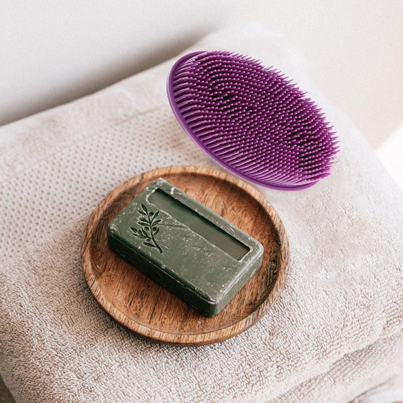 Soft Silicone Bath Brush Scrubber For Newborns Gentle Massage Body Cleanser Purple - Image 5
