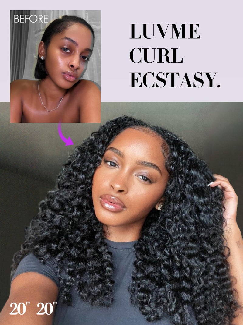 LUVME Burmese Curly Clip in Hair Extensions Real Human Hair Messy Curly Clip Ins Fullness with 1 Pack for Women Brazilian Remy Human Hair Natural Black 135g 18Inch - Image 5