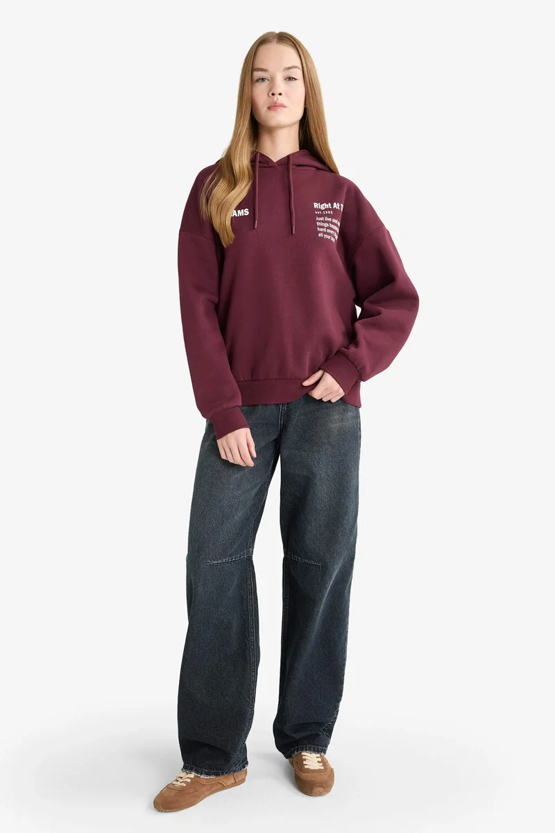 ديفاكتو Oversize Fit Printed Long Sleeve Sweatshirt