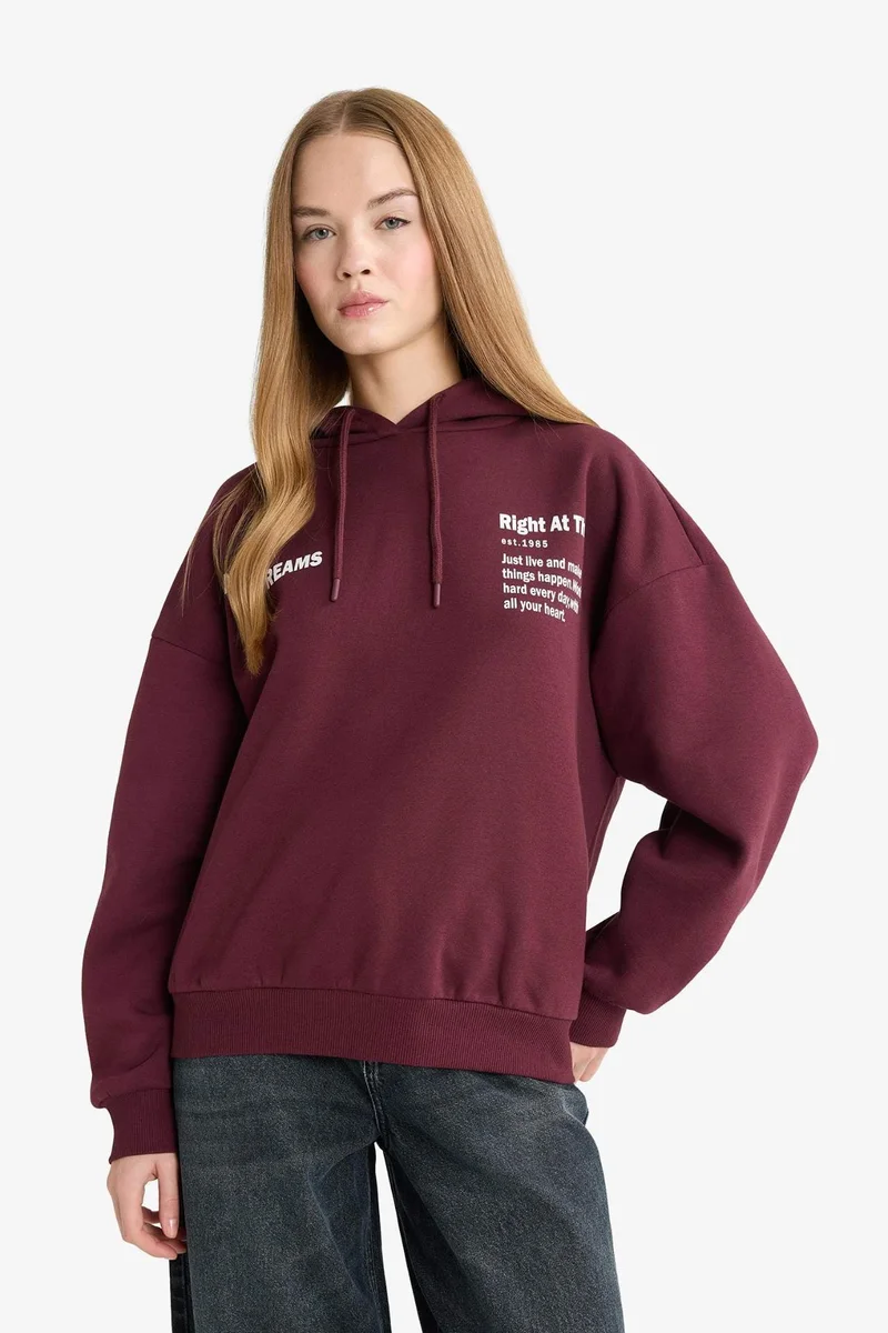 DeFacto Oversize Fit Printed Long Sleeve Sweatshirt