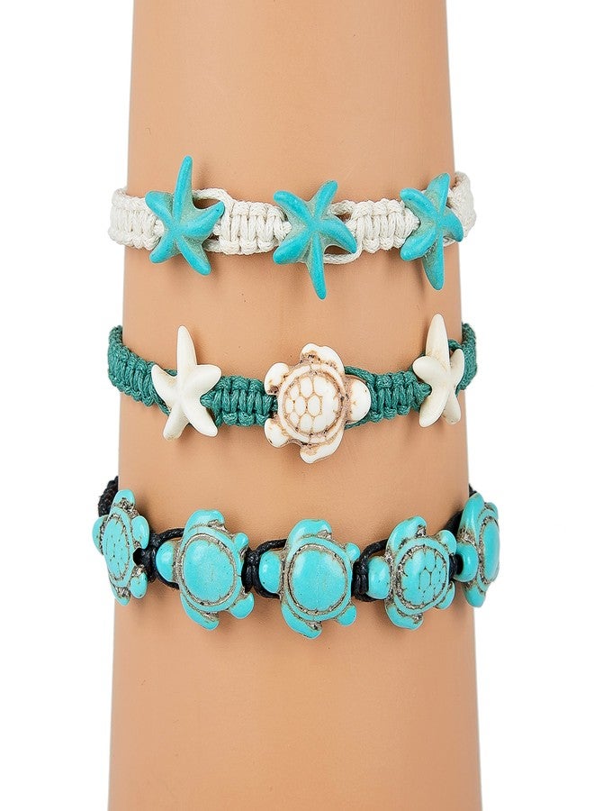 SPUNKYsoul Turtle Starfish Howlite Bracelet or Anklet Set Beach Collection (Turtle Starfish 3 Pack) - Image 3