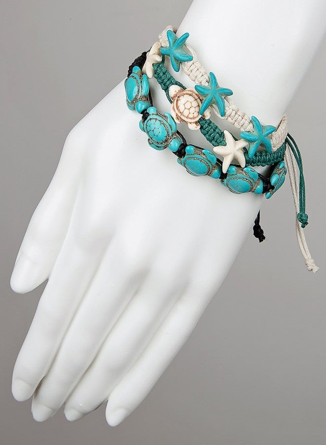 SPUNKYsoul Turtle Starfish Howlite Bracelet or Anklet Set Beach Collection (Turtle Starfish 3 Pack) - Image 2