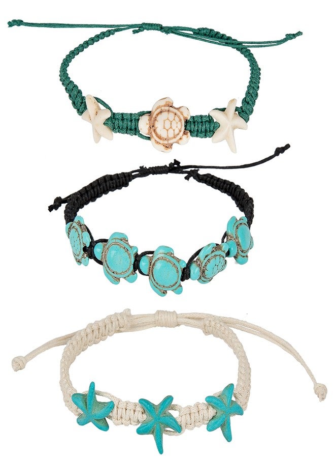 SPUNKYsoul Turtle Starfish Howlite Bracelet or Anklet Set Beach Collection (Turtle Starfish 3 Pack) - Image 1