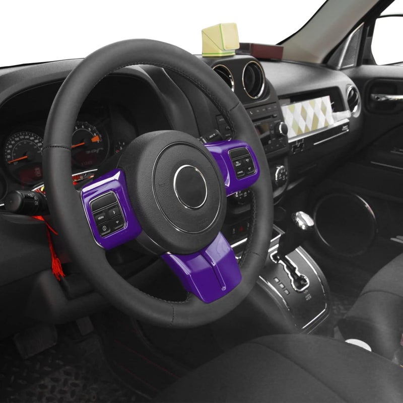 JeCar Interior Steering Wheel Decoration Trim Kits For Jeep Wrangler 2011-2017 JK & Unlimited/Patriot Compass 2011-2016 & Grand Cherokee 2011-2013, Purple - Image 4