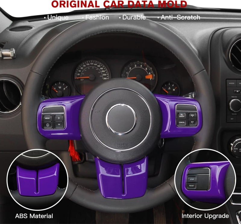 JeCar Interior Steering Wheel Decoration Trim Kits For Jeep Wrangler 2011-2017 JK & Unlimited/Patriot Compass 2011-2016 & Grand Cherokee 2011-2013, Purple - Image 5