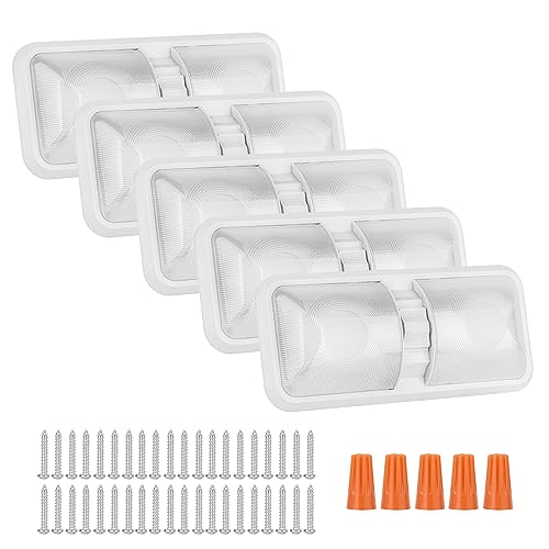 RVZONE 12V Led RV Ceiling 1100 Lumen Double Dome Light | RV Interior Lighting Fixture for RV Trailer Camper Truck Van Boat Car (5 Pack Natural White 4000-4500K) - Image 1