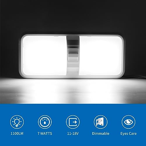 RVZONE 12V Led RV Ceiling 1100 Lumen Double Dome Light | RV Interior Lighting Fixture for RV Trailer Camper Truck Van Boat Car (5 Pack Natural White 4000-4500K) - Image 5