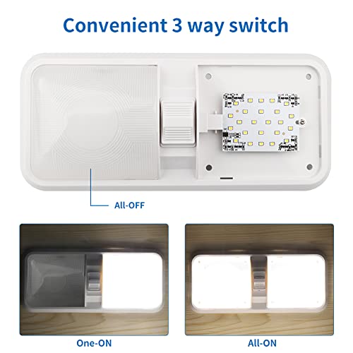 RVZONE 12V Led RV Ceiling 1100 Lumen Double Dome Light | RV Interior Lighting Fixture for RV Trailer Camper Truck Van Boat Car (5 Pack Natural White 4000-4500K) - Image 4