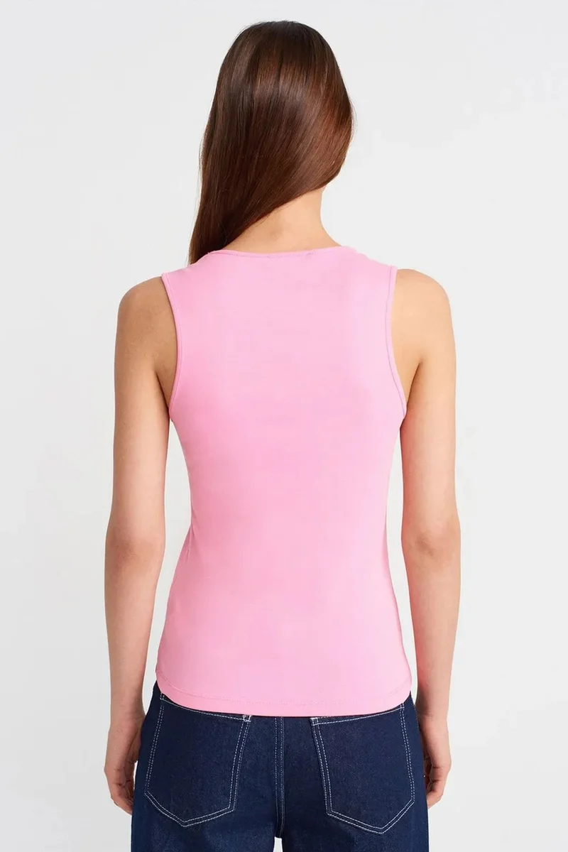 Dilvin Bright Pink DILVIN Cotton V-Neck Sleeveless Cami Blouse for Women | Best Price UAE