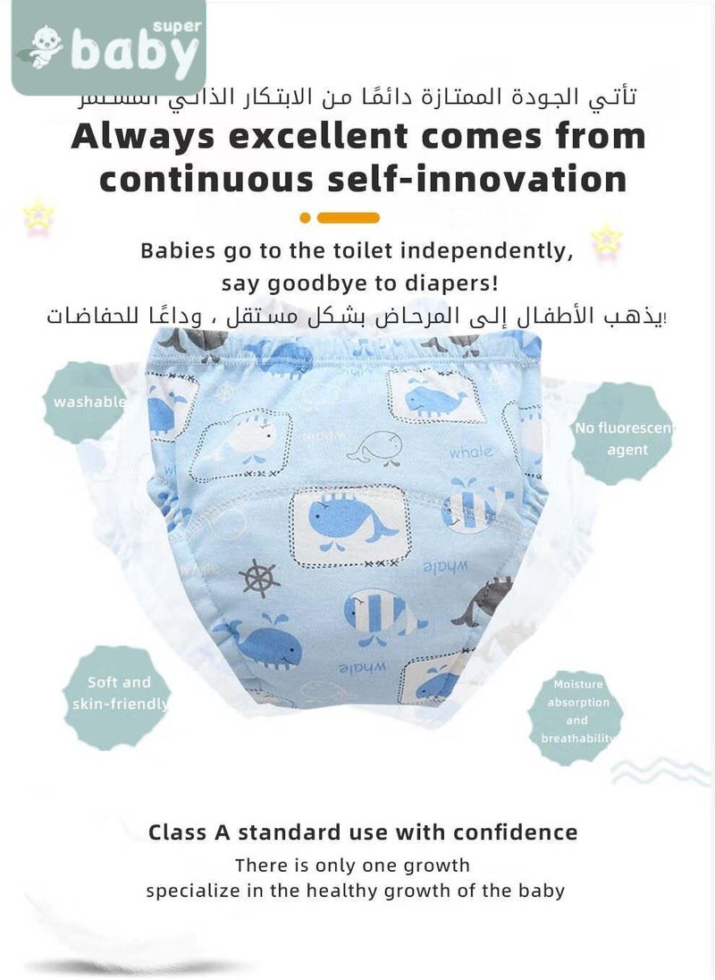 SuperBaby 5 Piece Potty Training Underwear, 6 Layers Breathable Cotton Absorbent Trainer Pants for Toddler Baby Boys Girls Waterproof - Image 3