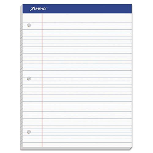 Ampad Double Sheet Pad, White, Letter Size, College Rule, 100 Sheets, 1 Each (20-323) - Image 1
