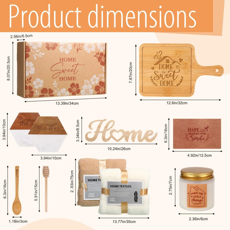 RimCereal Housewarming Gifts Baskets - Serving Board Towels Bamboo Spoon Honey Stirrer Coaster Candle Set for First Apartment New Home Buyers Closing Gift Homeowner Housewarming Gift(Nature,Brown) - Image 2
