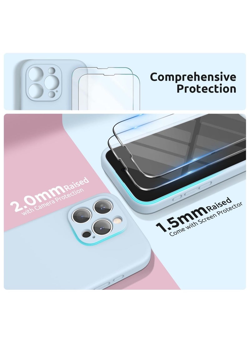 Raxoom Design for iPhone 15 Pro Max Case, Liquid Silicone [2 x Screen Protectors & 1 x Lanyard] Protection for Each Lens Shockproof Cover for iPhone 15 Pro Max 6.7 inch 2023, Cloud Blue - Image 3