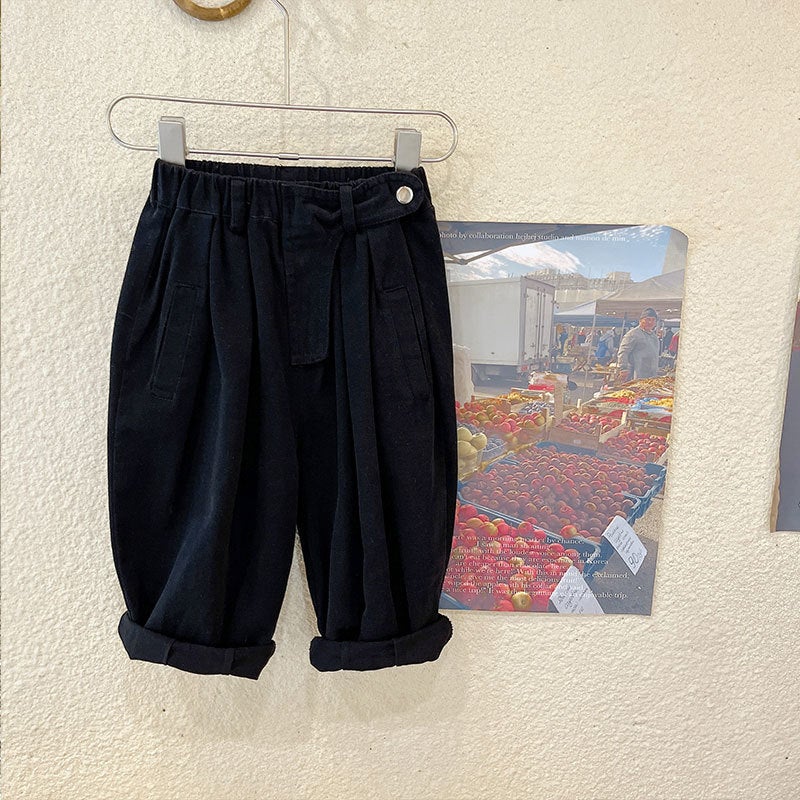 New Girls' Solid Color Cotton Pants Boys Trousers Western Style Children'S New Baby Loose Casual Pants - Image 5