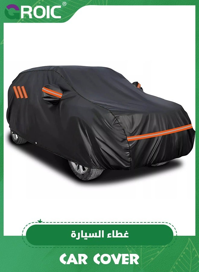 GROIC Car Cover, Multi-Layers Waterproof All Weather Car Cover, Outdoor Full Cover Windproof, Sand proof, Rain proof, UV proof Car Covers with Zipper Door with Reflective Strips Protection for SUV, Sedans - Image 1