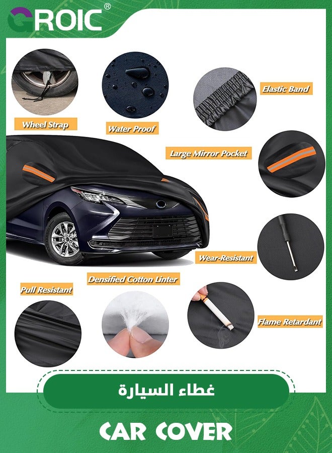 GROIC Car Cover, Multi-Layers Waterproof All Weather Car Cover, Outdoor Full Cover Windproof, Sand proof, Rain proof, UV proof Car Covers with Zipper Door with Reflective Strips Protection for SUV, Sedans - Image 2