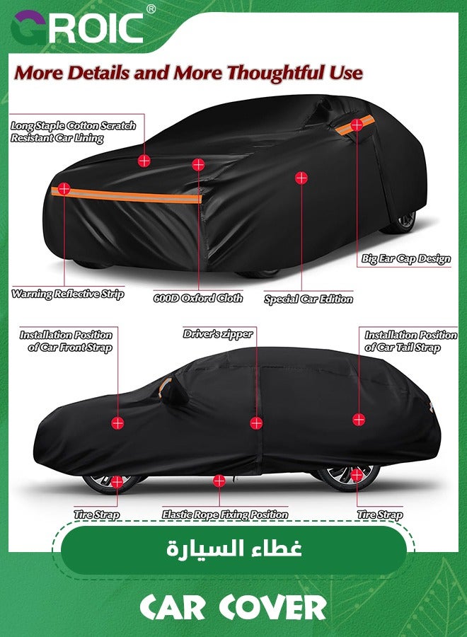 GROIC Car Cover, Multi-Layers Waterproof All Weather Car Cover, Outdoor Full Cover Windproof, Sand proof, Rain proof, UV proof Car Covers with Zipper Door with Reflective Strips Protection for SUV, Sedans - Image 5