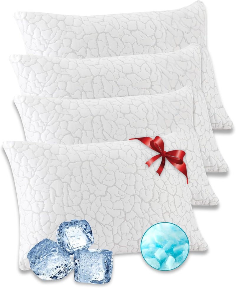 FOAM CRAFT Shredded Memory Foam Bed Pillows - Set of 4 Cooling Gel Pillows with Removable Washable Cover (50 x 70cm) - Image 1