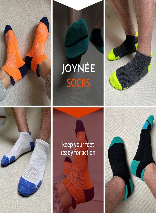JOYNÉE Mens Ankle Athletic Low Cut Socks for Men Cushioned Running Sports Workout Tab Socks 6 Pairs,Multicolor,Sock Size 10-13 - Image 3