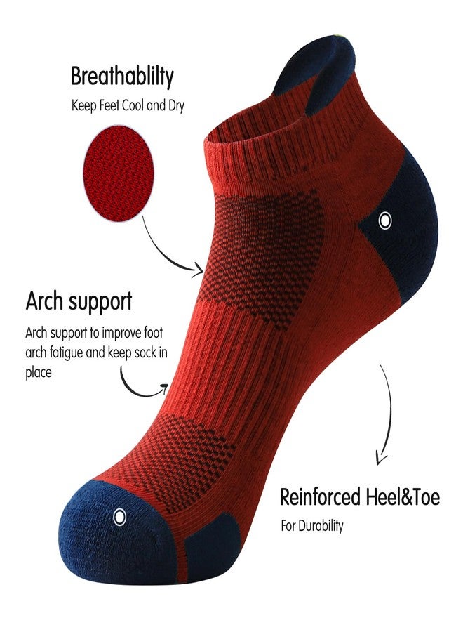 JOYNÉE Mens Ankle Athletic Low Cut Socks for Men Cushioned Running Sports Workout Tab Socks 6 Pairs,Multicolor,Sock Size 10-13 - Image 4