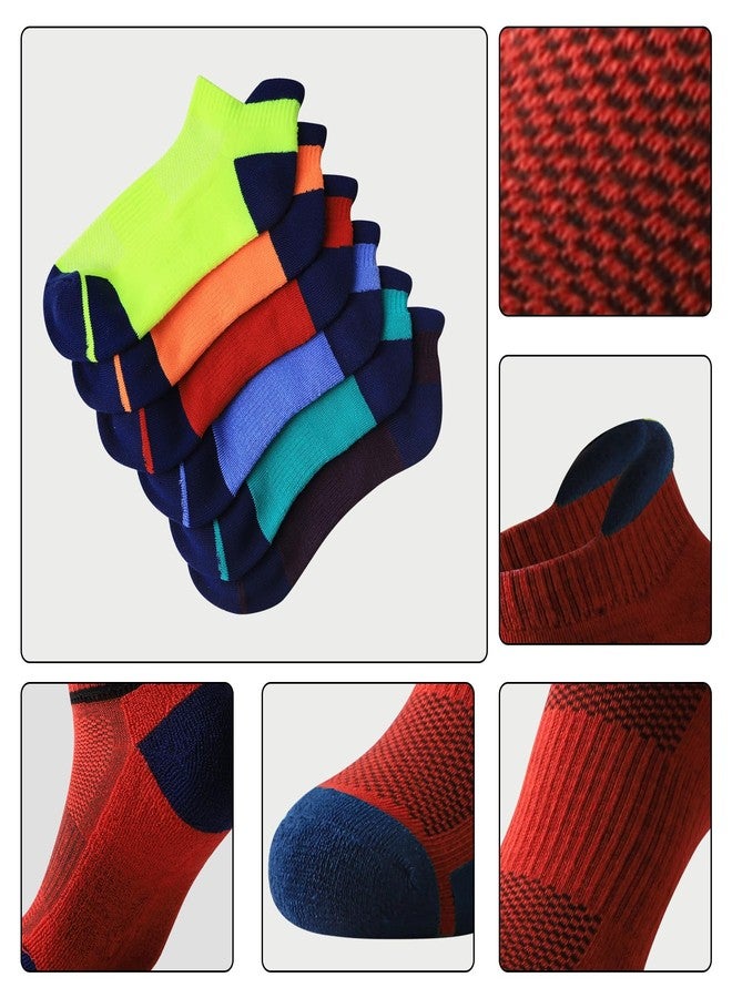JOYNÉE Mens Ankle Athletic Low Cut Socks for Men Cushioned Running Sports Workout Tab Socks 6 Pairs,Multicolor,Sock Size 10-13 - Image 5