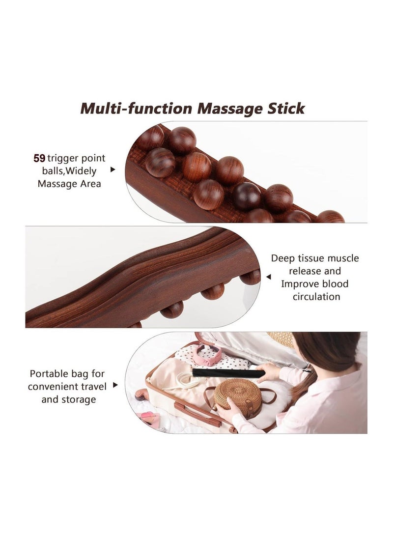 عصا تدليك غوا شا ثلاثية الصفوف من 59 - أداة تدليك كشط بلاستيكية لتصريف اللمف ونحت الجسم - بكرة غوا شا للظهر والرقبة والساقين لاسترخاء العضلات وتحفيز الدورة الدموية - Image 4