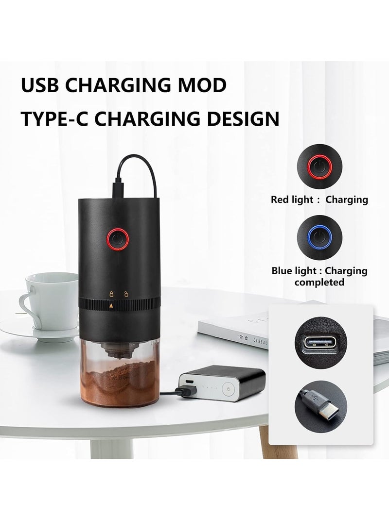 Portable Electric Coffee Grinder Rechargeable Black USB C