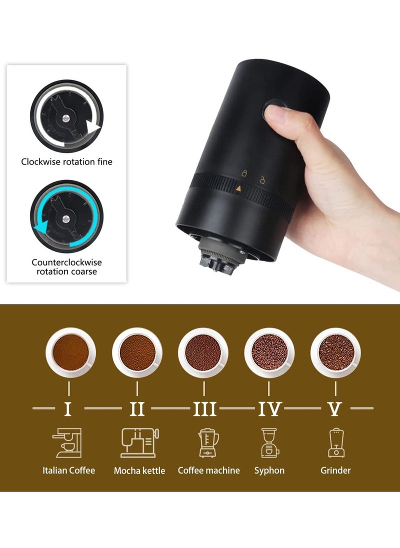 Portable Electric Coffee Grinder Rechargeable Black USB C