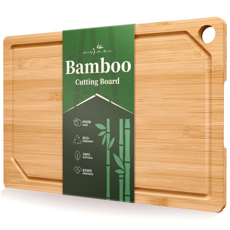 Kitsure Bamboo Cutting Board  MultiSizes Wooden Cutting Boards for Kitchen Convenient Kitchen Essentials with Deep Juice Grooves Natural Cutting Board for Chopping  Serving 150 x 100