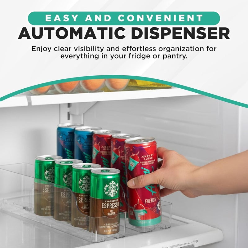 Oizeir Automatic Soda Can Organizer - 2-Pack - Soda Can Dispenser for Refrigerator - Automatic Drink Holder for Fridge - Organizing Rack for Kitchen or Pantry - Beverage Dispenser & Holder (Small) - Image 4