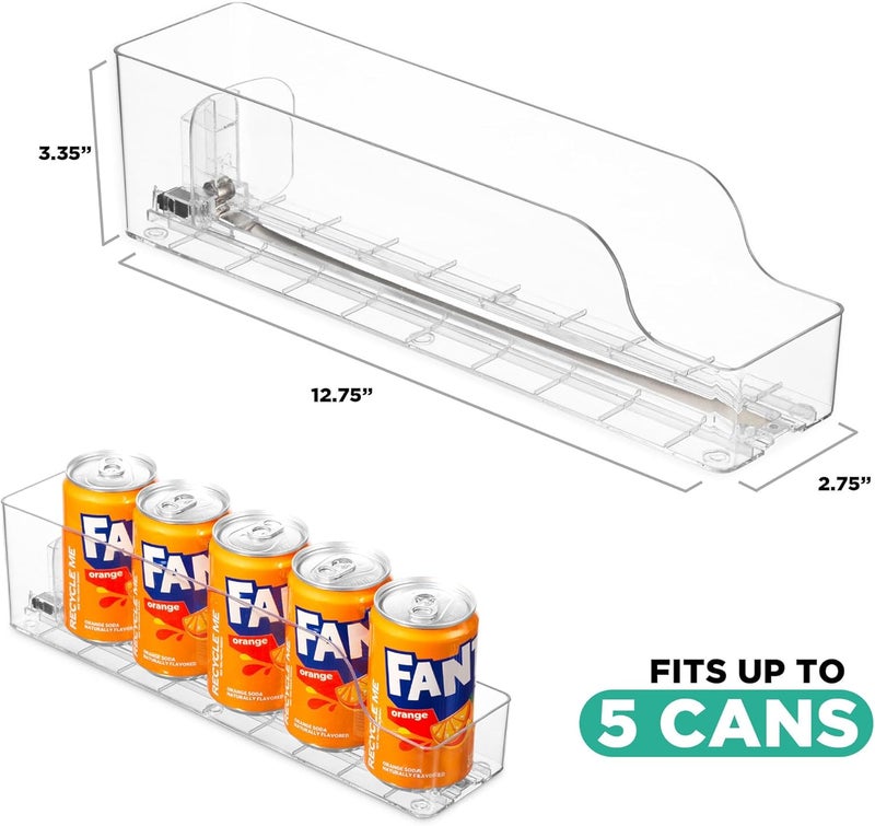 Oizeir Automatic Soda Can Organizer - 2-Pack - Soda Can Dispenser for Refrigerator - Automatic Drink Holder for Fridge - Organizing Rack for Kitchen or Pantry - Beverage Dispenser & Holder (Small) - Image 2