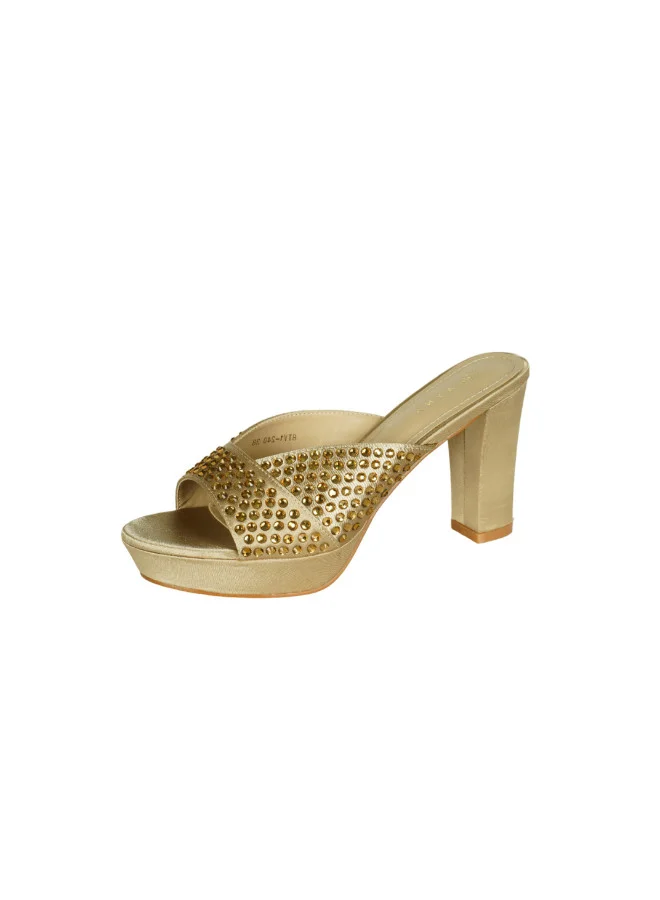 ZAYNA 221-93 Zayna Ladies  Fashion Mid Heel Slip on 8TV1-240 Gold
