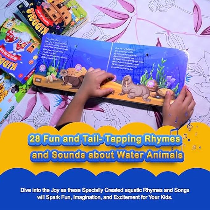 AQUATIC ANIMAL RHYMES MUSICAL SOUND BOOK | INTERACTIVE TOUCH & PLAY SOUND BOOK | LEARNING & EDUCATION | FOR 1+ YEARS OLD | SING ALONG BOOKS - Image 4