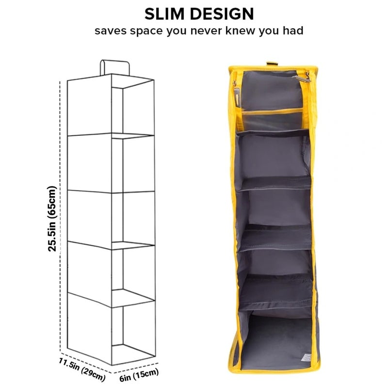 ECOSAC Hanging Wardrobe Closet Organiser 5 Compartments Durable Foldable Shoes Storage Cupboard Space Saver - Image 4