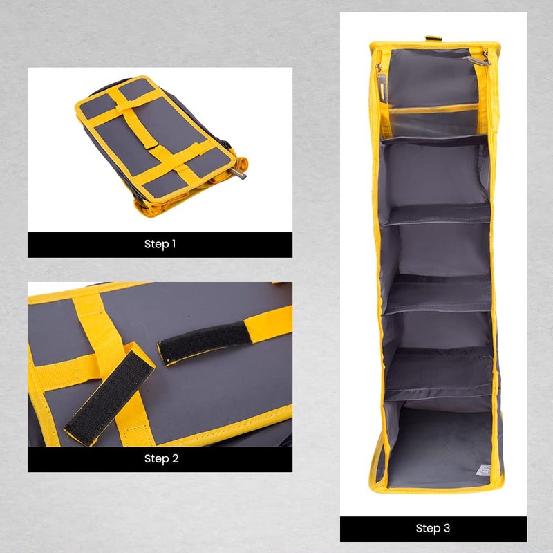 ECOSAC Hanging Wardrobe Closet Organiser 5 Compartments Durable Foldable Shoes Storage Cupboard Space Saver - Image 2