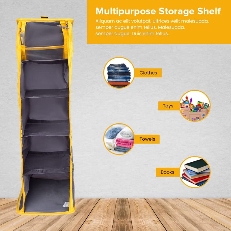 ECOSAC Hanging Wardrobe Closet Organiser 5 Compartments Durable Foldable Shoes Storage Cupboard Space Saver - Image 3