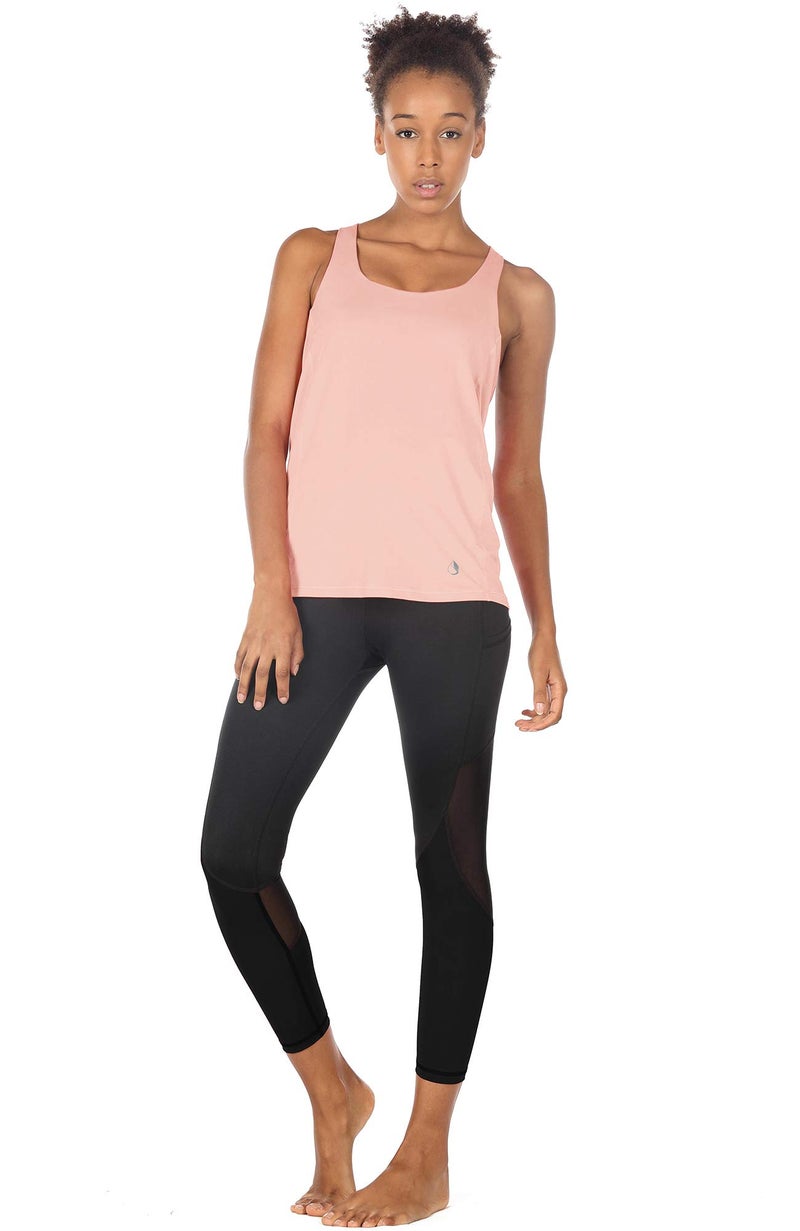 icyzone Yoga Tops Workouts Clothes Activewear Built in Bra Tank Tops for Women (L, Pale Blush) - Image 2