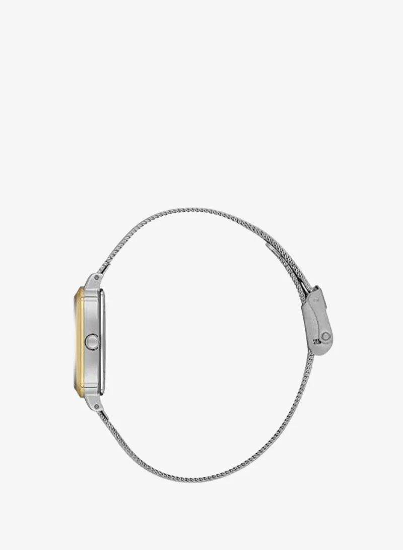 DANIEL KLEIN Women's Mesh Band Silver and Gold Alloy Case Analog Silver Square Sunray Dial Japanese Quartz Premium 30 Meters Water Resistant