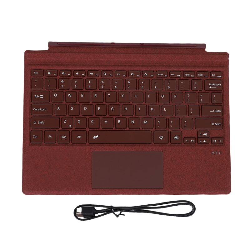 لوحة مفاتيح لاسلكية لأجهزة التابلت مناسبة لـ Surface Pro 3 4 5 6 7 7+ محمولة بمسطح لمس متعدد الإيماءات وملونة بألوان 7 غطاء الكتابة بألوان الخلفية بلون الأحمر النبيذي - Image 1