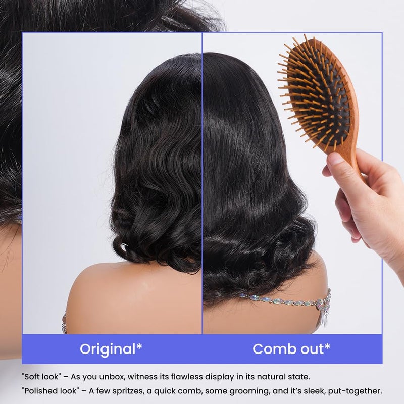 FASCARA Bob Wig Human Hair 13x4 Lace Frontal Body Wave HD Transparent Lace Front Wigs Human Hair 180% Density Pre Plucked with baby hair Glueless Short Bob Wigs for Women Natural Color 12 Inch - Image 5