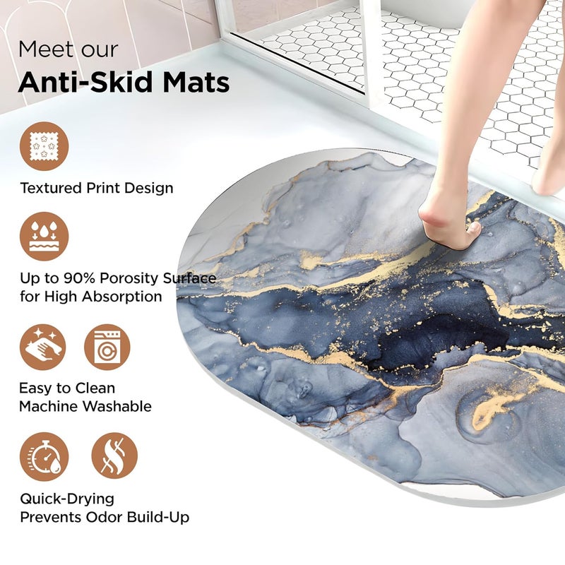 UMAI Polyester Rubber Bathroom Mat (40 * 60cm) Bath Mat | Anti Skid Mat for Bathroom Floor | Bathroom Accessories | Bathroom Mats Water Soak | Non Slip Mat for Bathroom | Floor Mat (Multicolour) - Image 4