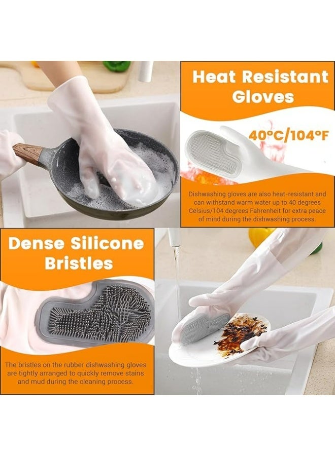 2 Pairs Silicone Dishwashing Gloves, Reusable Rubber Scrub Cleaning for Washing Dishes Gloves - Image 3