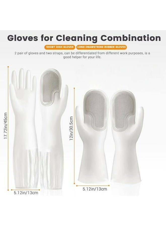 2 Pairs Silicone Dishwashing Gloves, Reusable Rubber Scrub Cleaning for Washing Dishes Gloves - Image 2