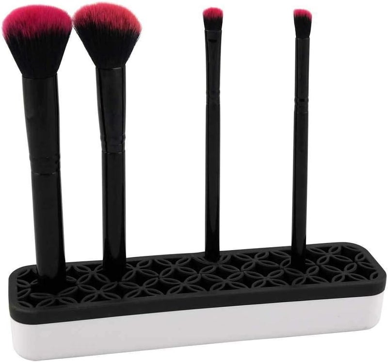 Relaxus Silicone Black Makeup Brush Organizer - Cosmetic Storage Holder - Multi Use Supplies Organizer